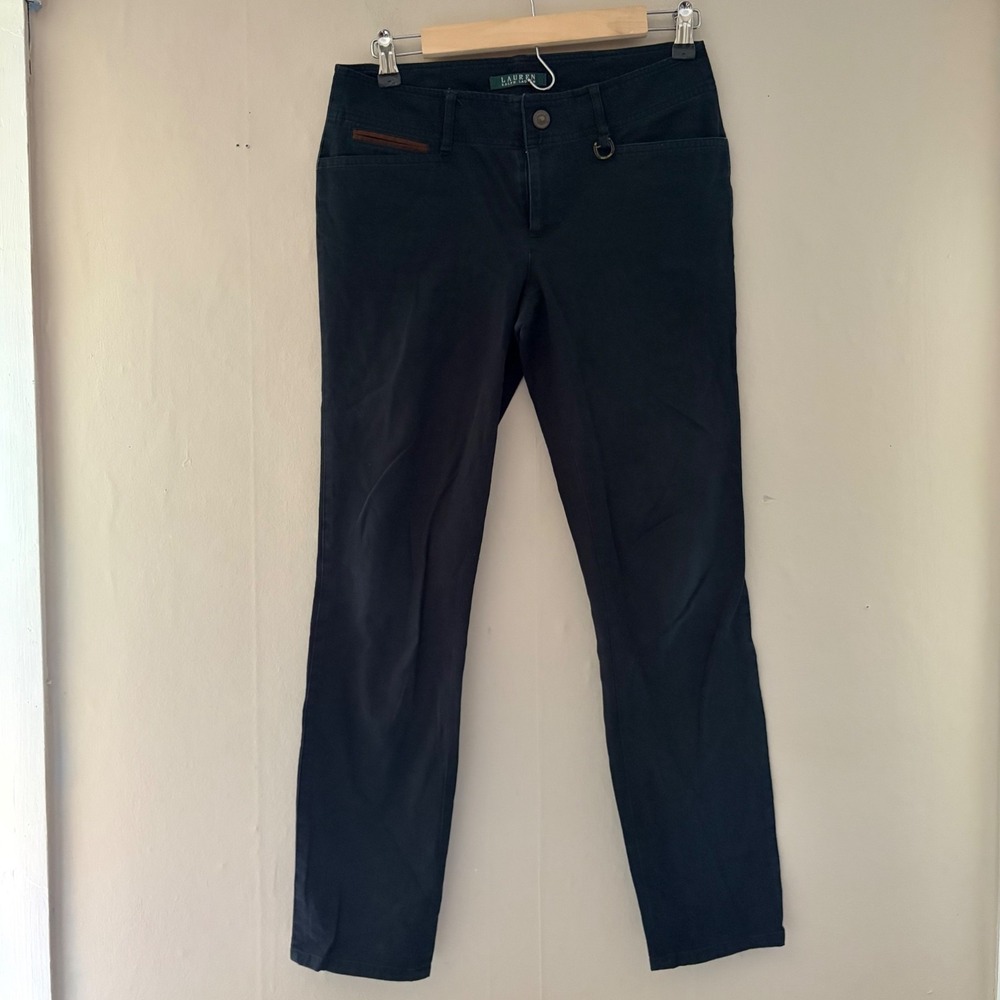 VTG Lauren Ralph Lauren Womens Low Rise Pants Size 2 Black Skinny Indie Sleaze